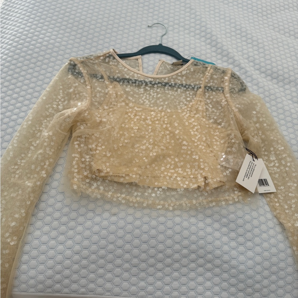 Jason Wu Ivory Tulle and Sequin crop top